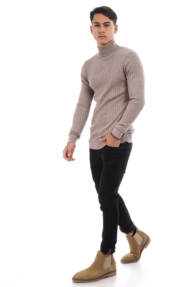96299 Ribbed Slim Fit Rayon Sweater - Coffee
