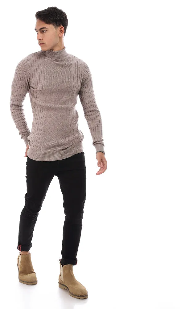 96299 Ribbed Slim Fit Rayon Sweater - Coffee