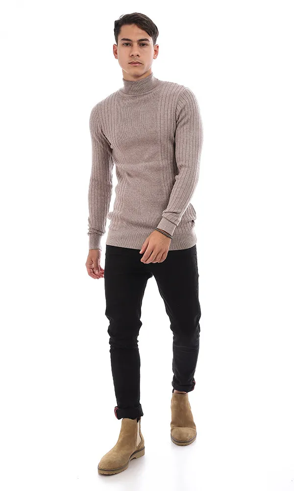 96299 Ribbed Slim Fit Rayon Sweater - Coffee
