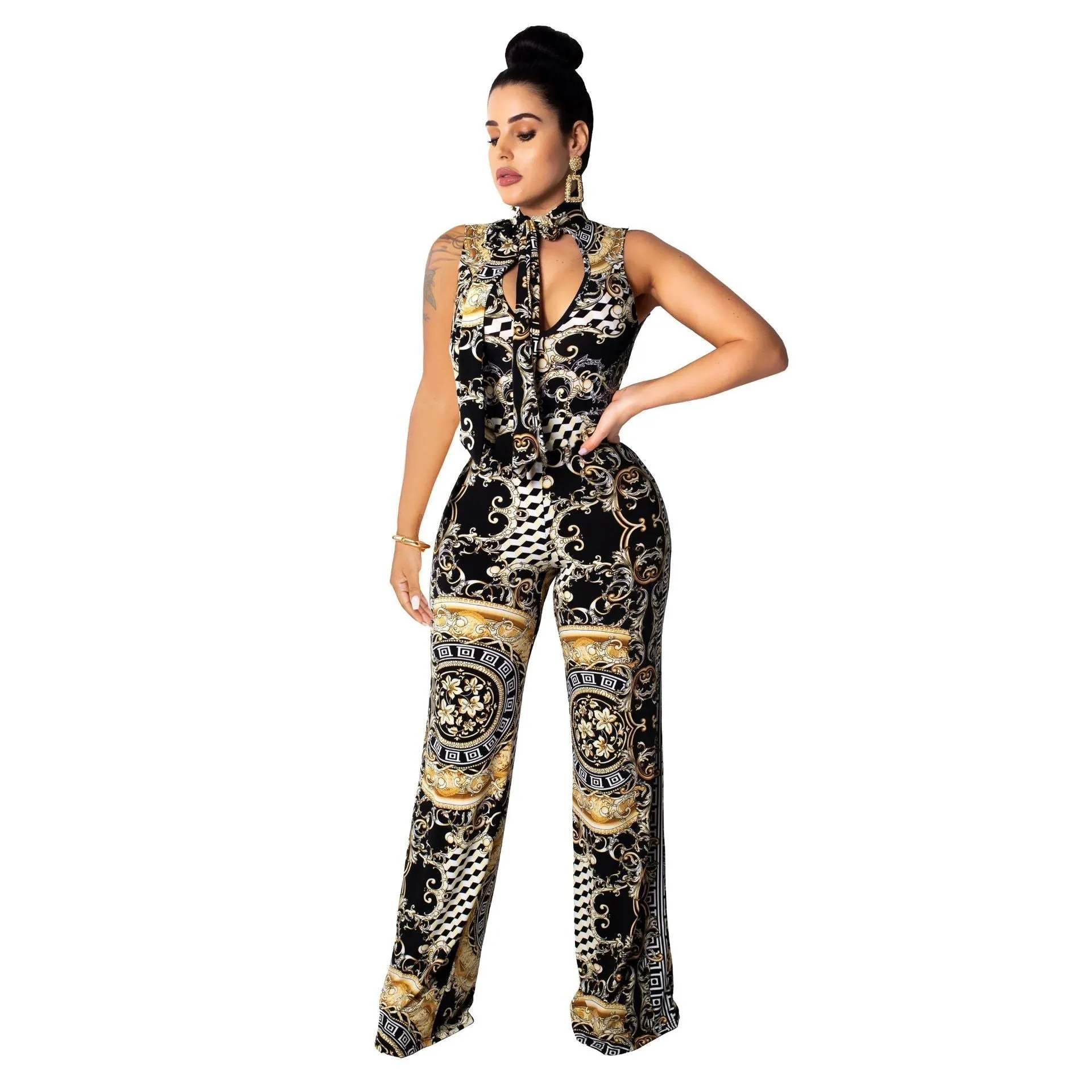 Abstract Print Sleeveless Women's Jumpsuit - GlamzLife