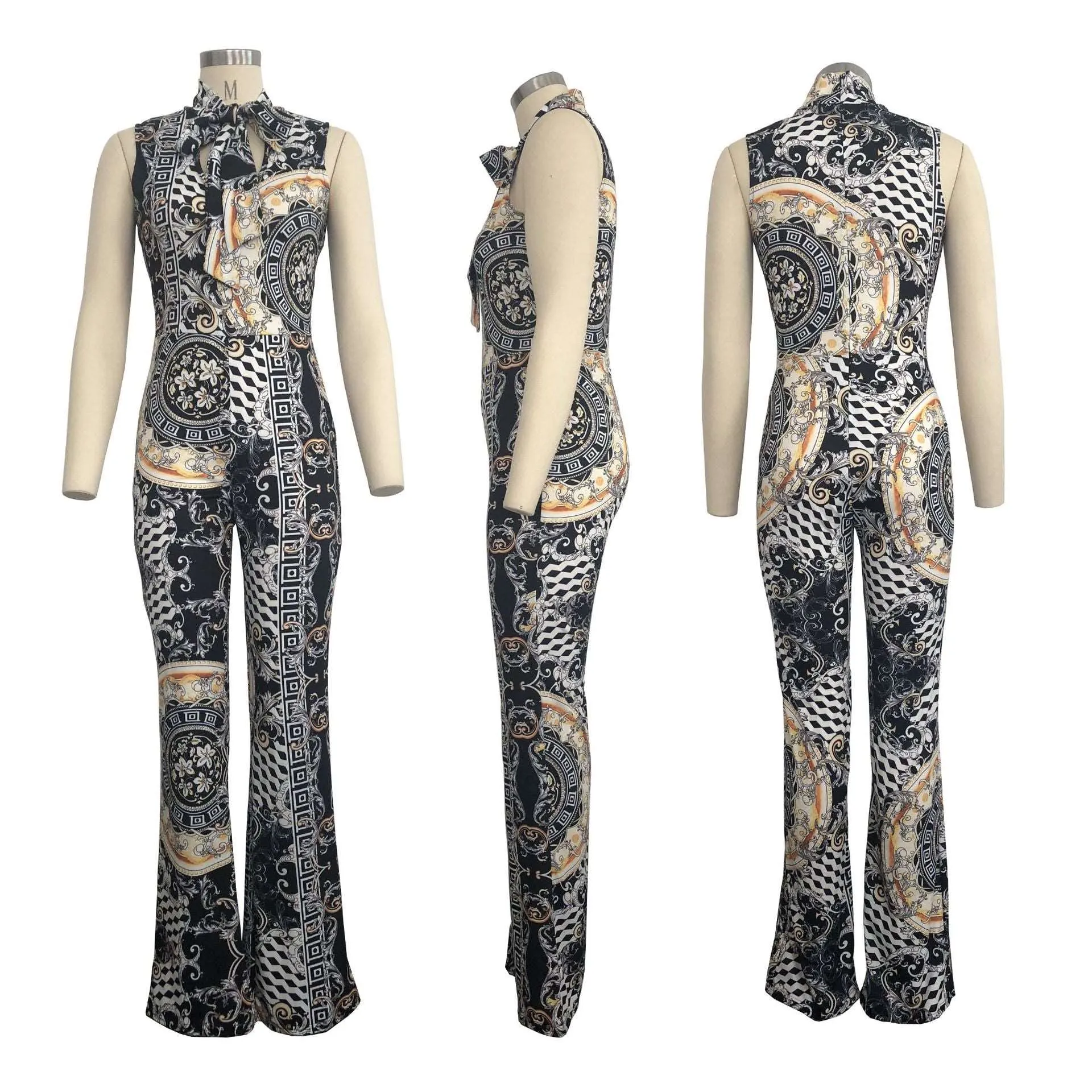 Abstract Print Sleeveless Women's Jumpsuit - GlamzLife