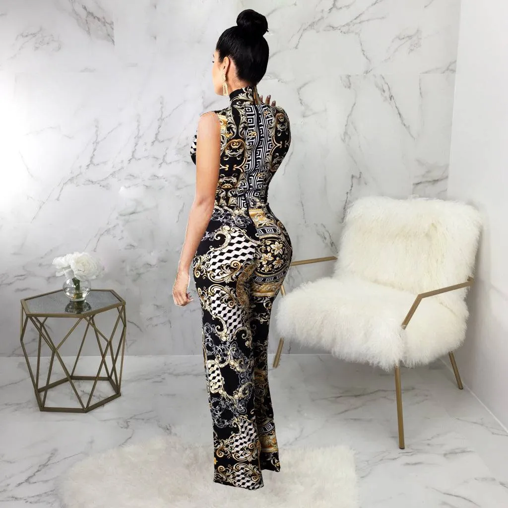 Abstract Print Sleeveless Women's Jumpsuit - GlamzLife