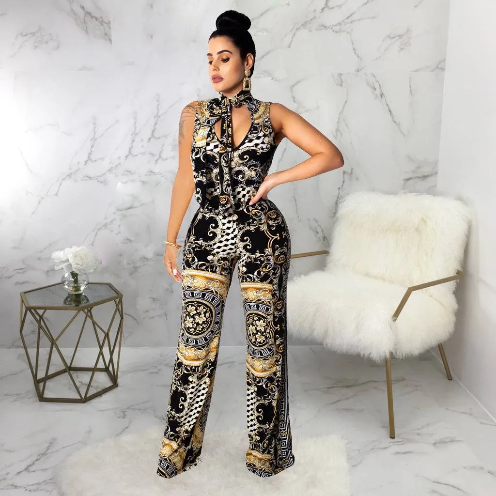 Abstract Print Sleeveless Women's Jumpsuit - GlamzLife
