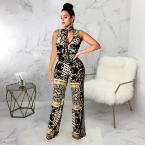 Abstract Print Sleeveless Women's Jumpsuit - GlamzLife