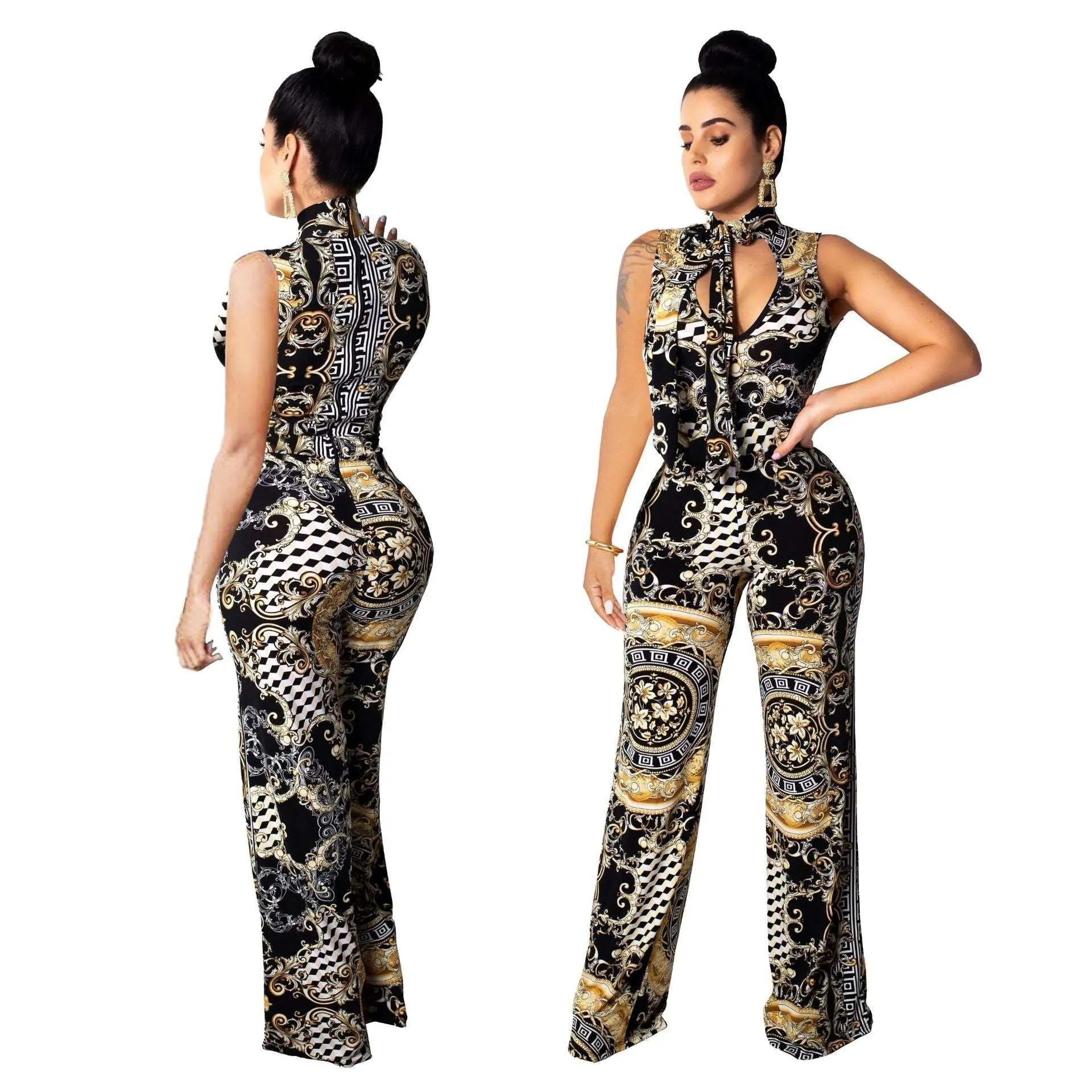 Abstract Print Sleeveless Women's Jumpsuit - GlamzLife