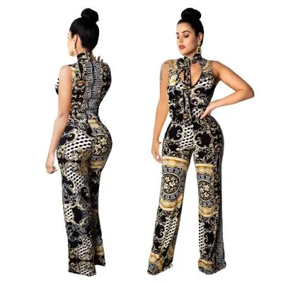 Abstract Print Sleeveless Women's Jumpsuit - GlamzLife