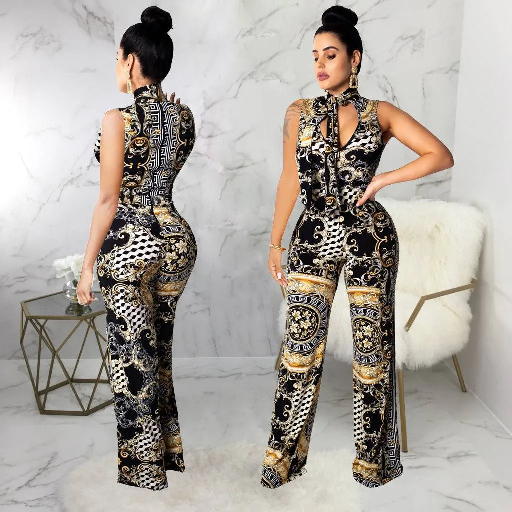 Abstract Print Sleeveless Women's Jumpsuit - GlamzLife