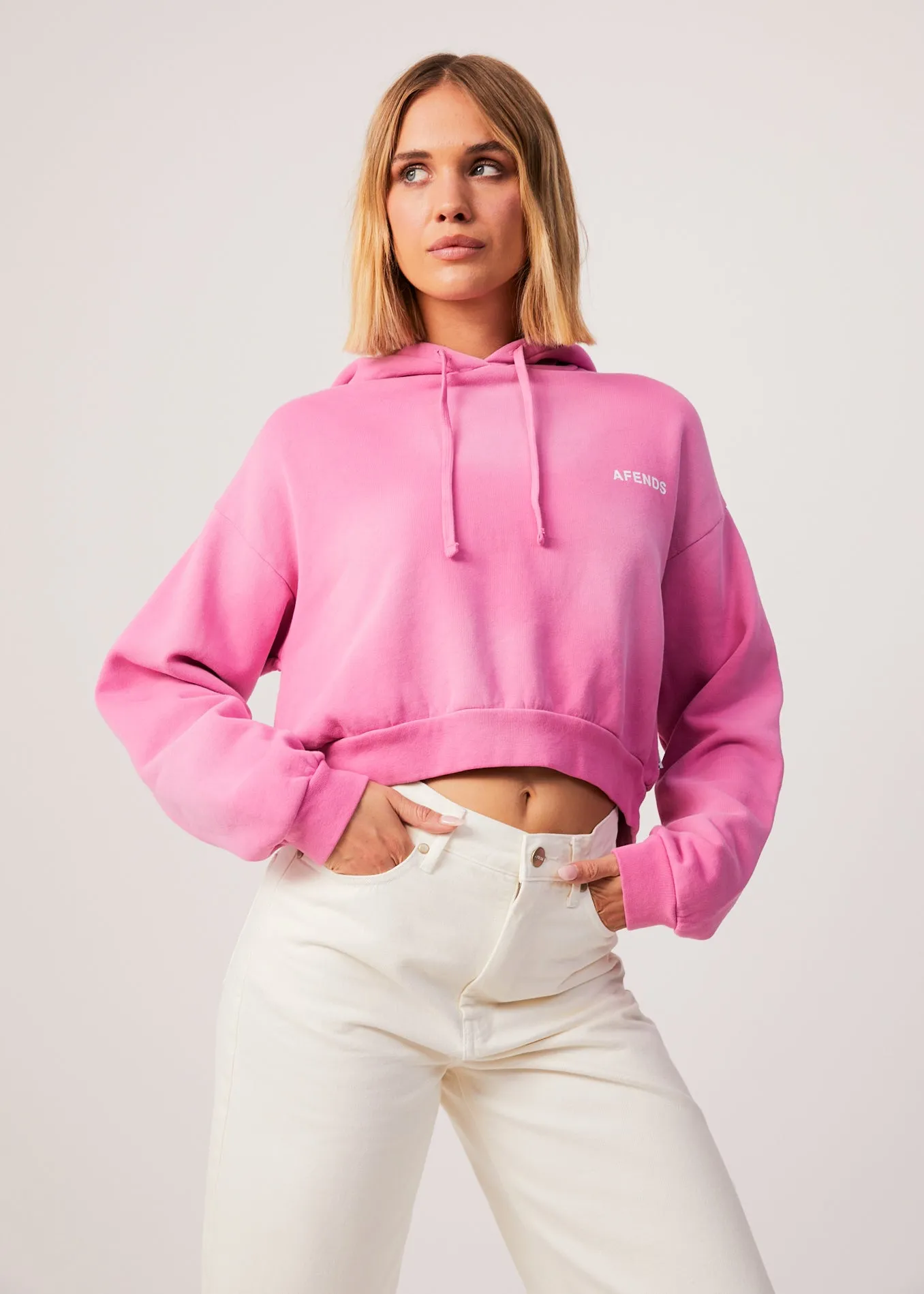 AFENDS Womens Boundless - Cropped Hoodie - Bubblegum