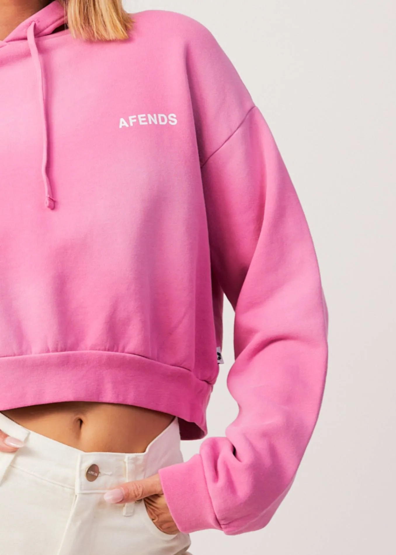 AFENDS Womens Boundless - Cropped Hoodie - Bubblegum