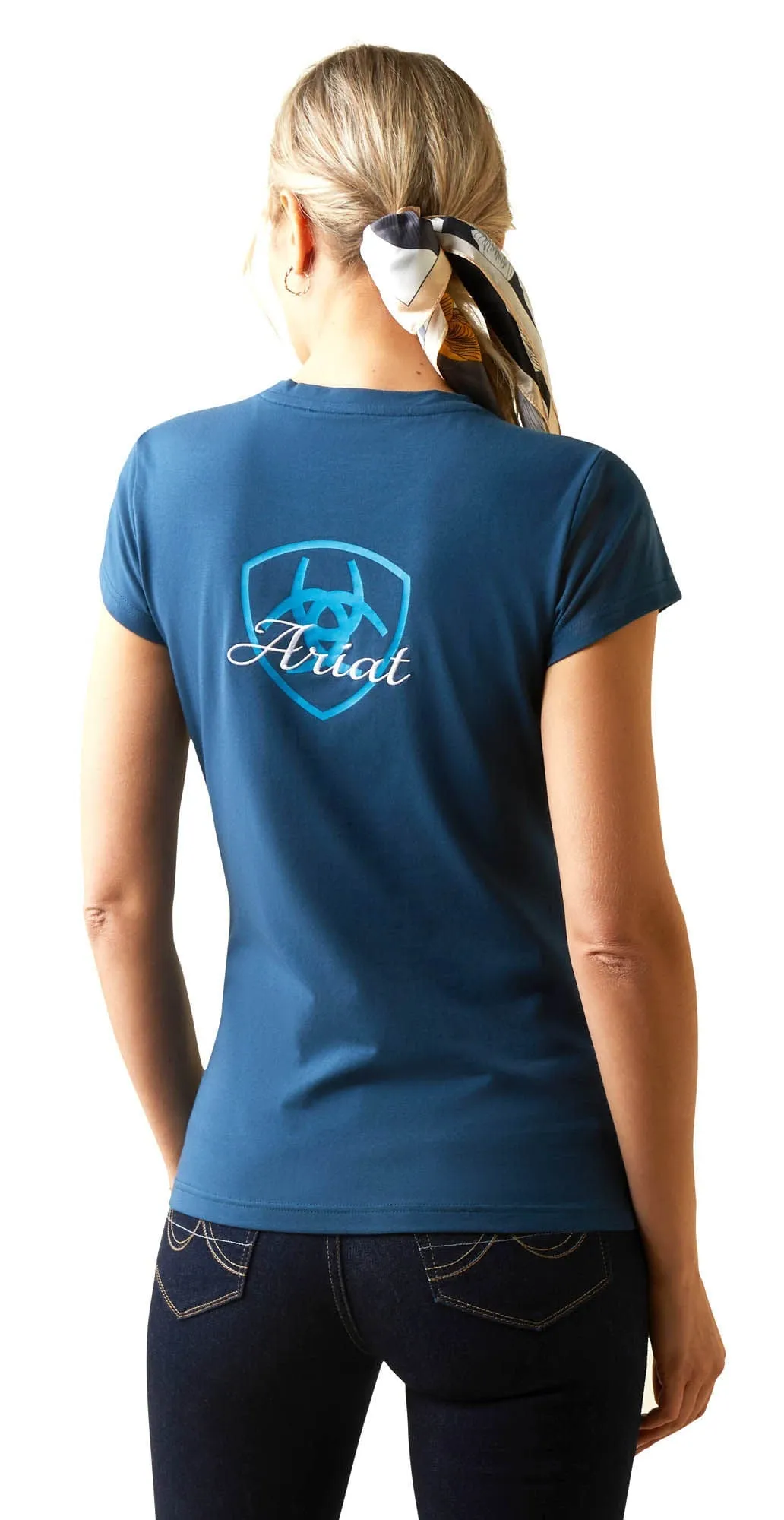 Ariat Women's Logo Script T-Shirt, Deep Petroleum