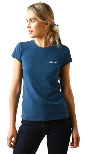 Ariat Women's Logo Script T-Shirt, Deep Petroleum