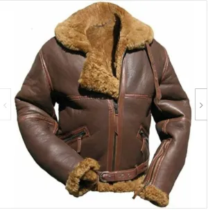 B3 RAF Brown Men's Aviator Bomber Jacket