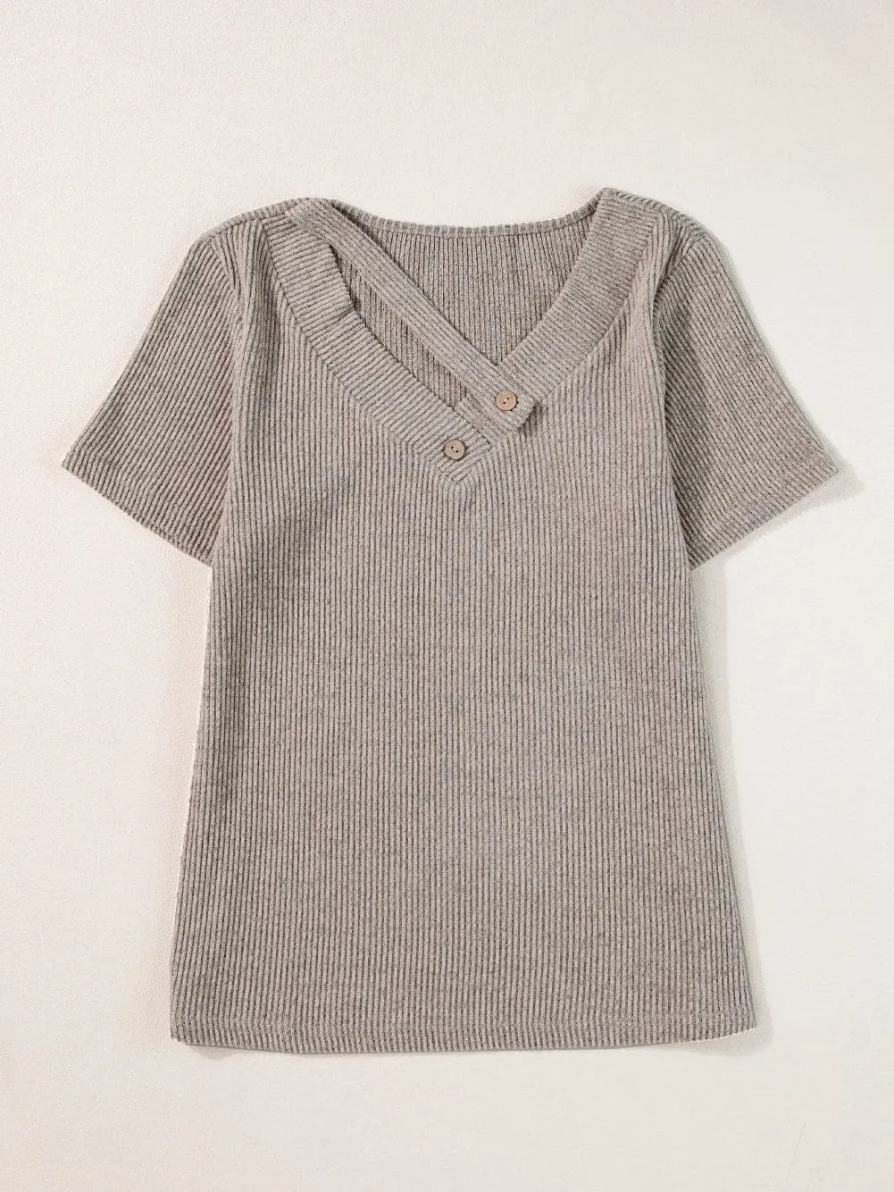 Basic Ribbed V-Neck Top