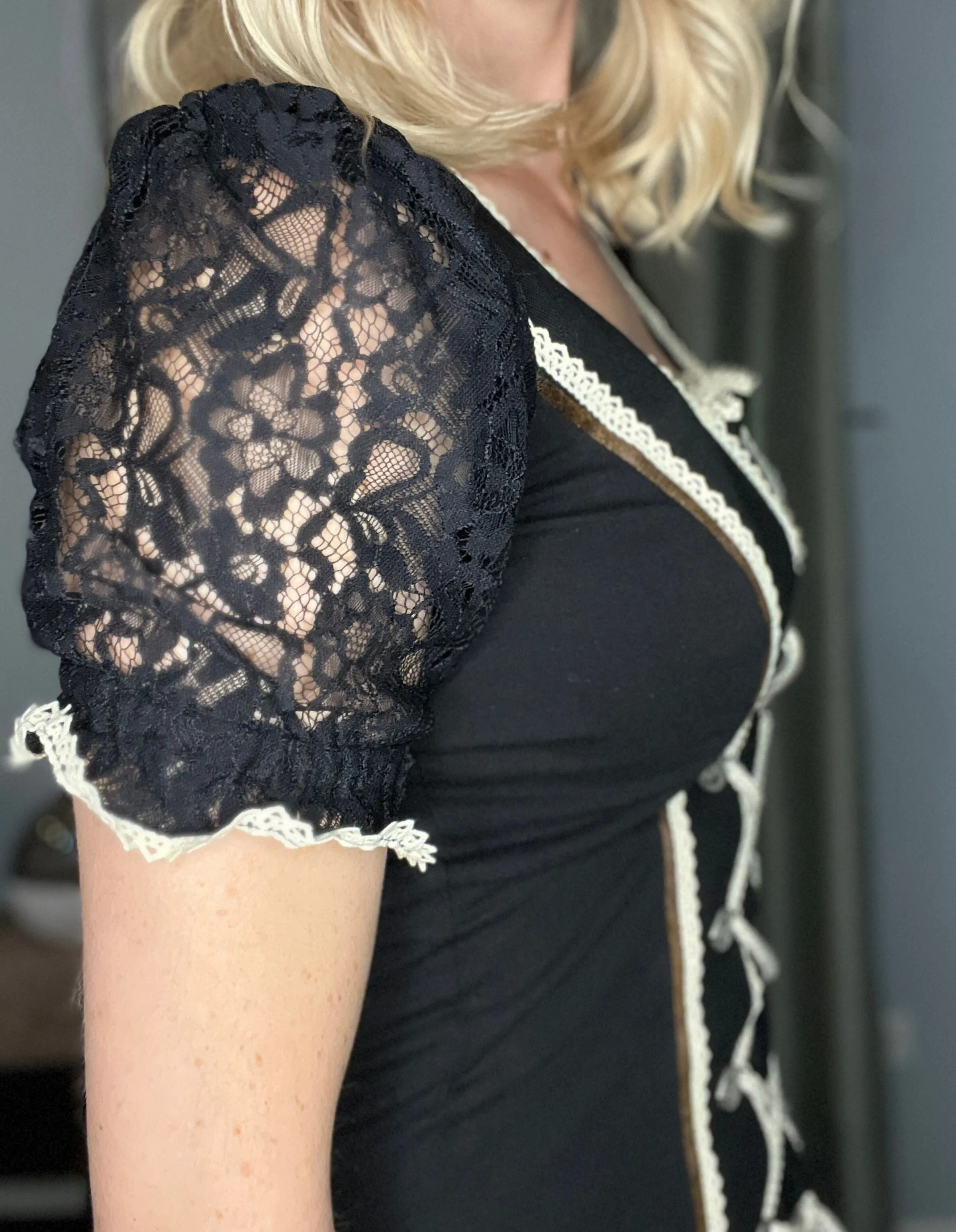 Black & Taupe Knit Dirndl Top