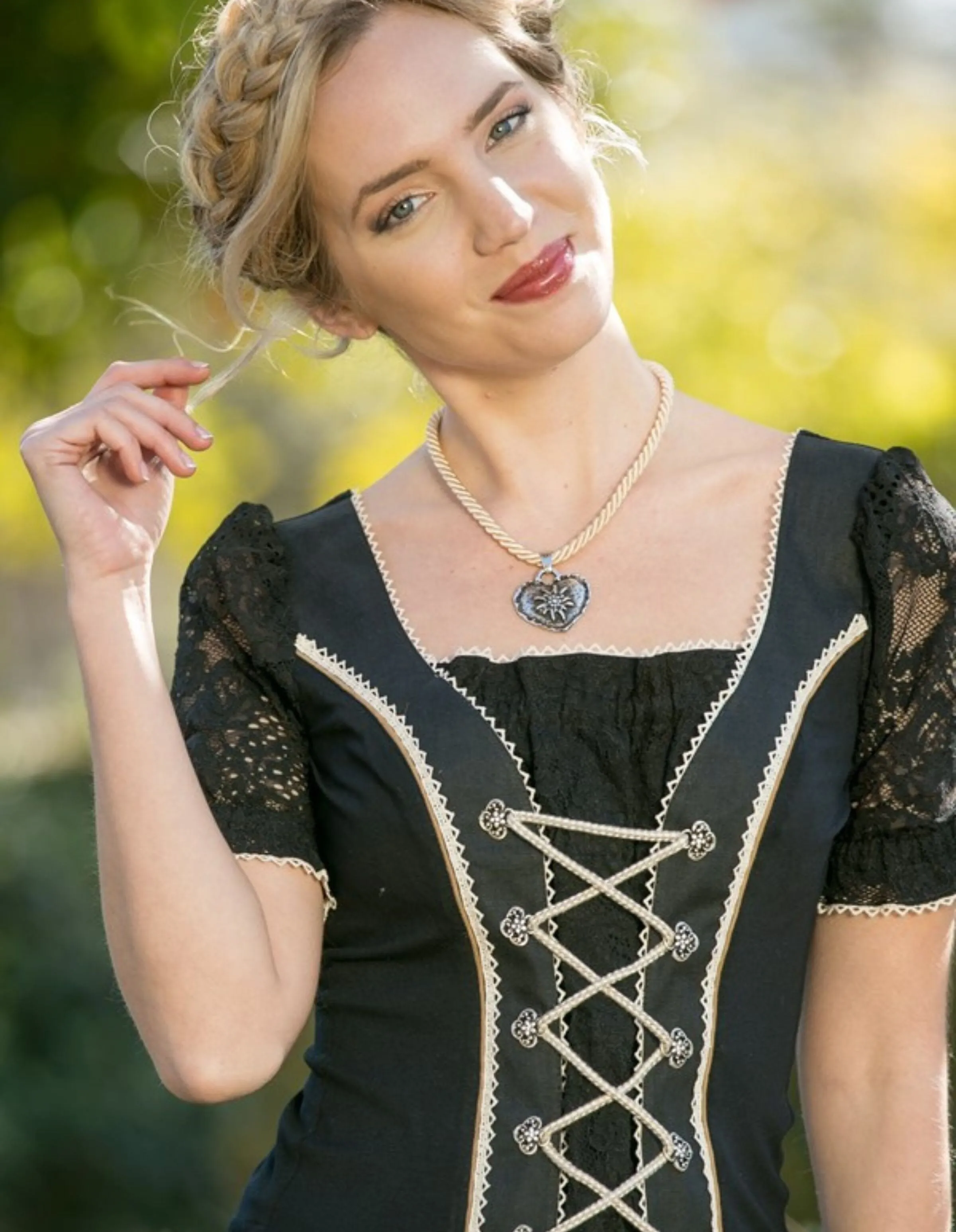 Black & Taupe Knit Dirndl Top