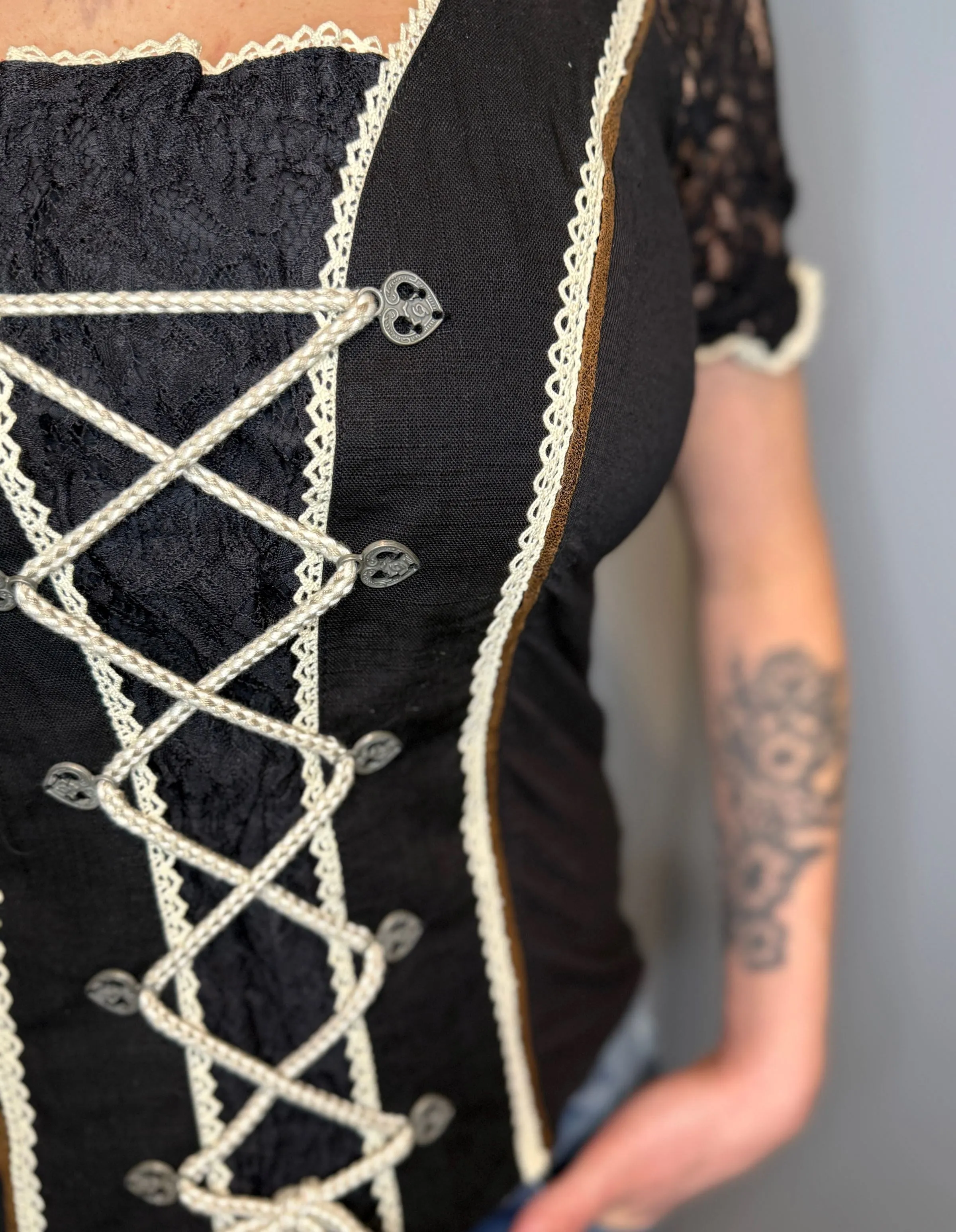 Black & Taupe Knit Dirndl Top