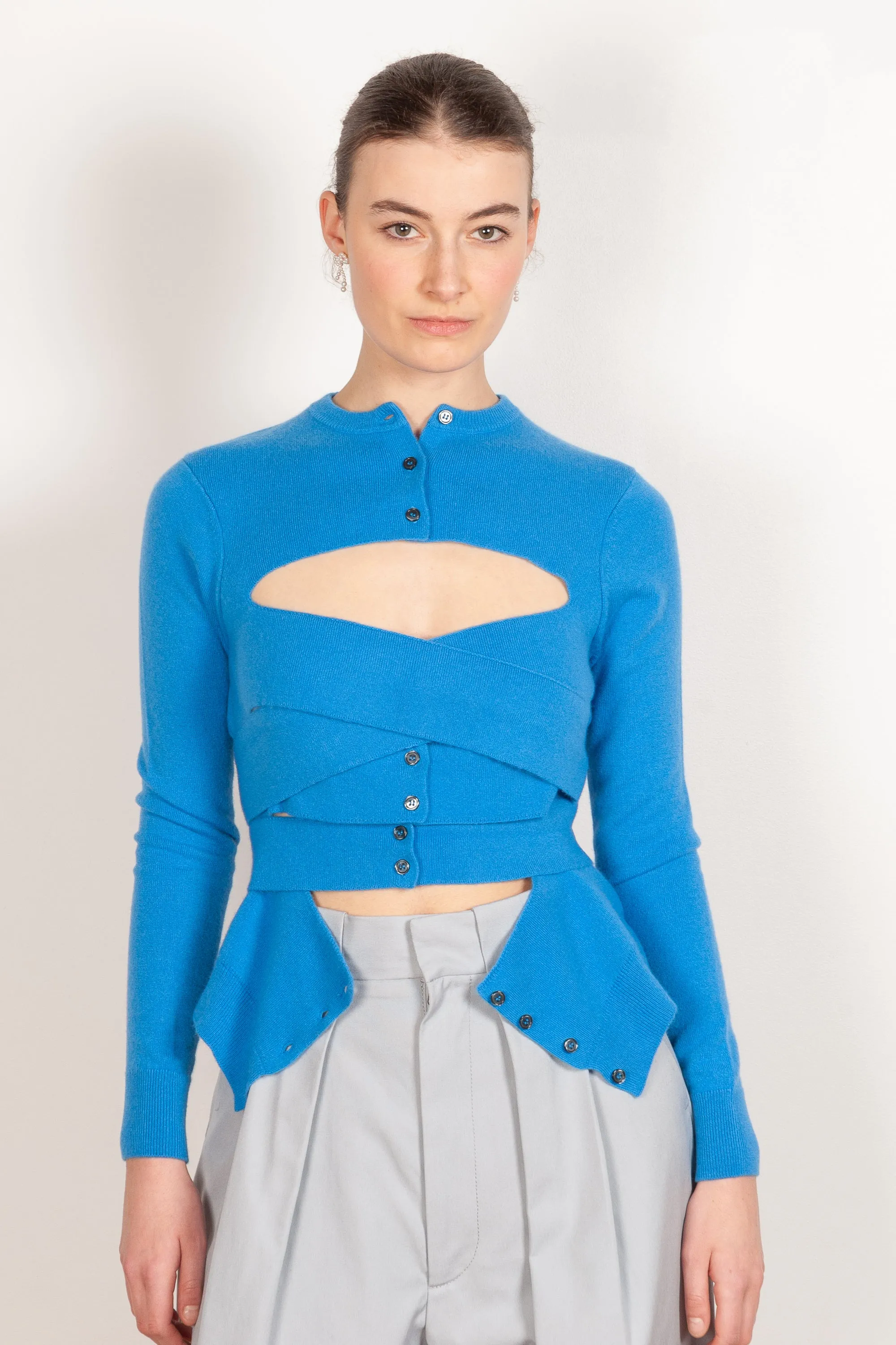 Crew-neck Wrap Cardigan