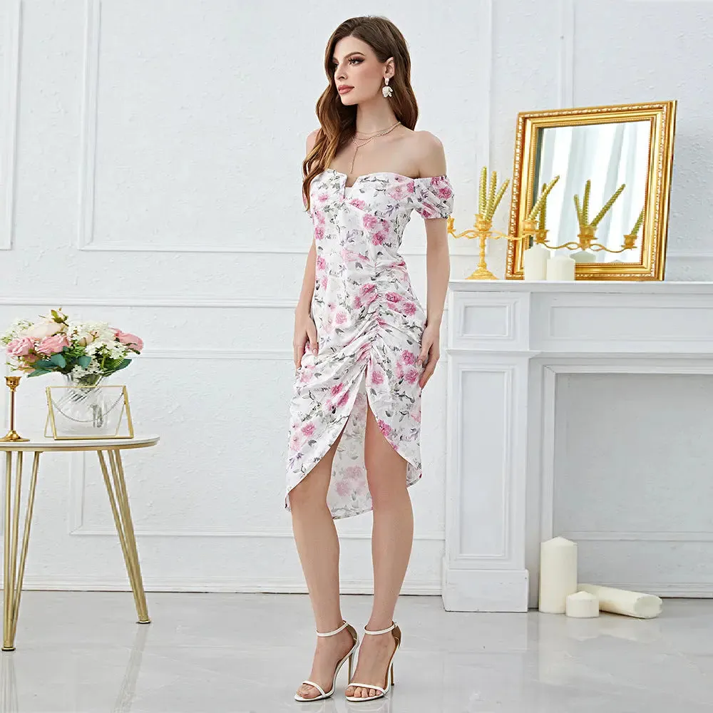 Floral Off The Shoulder Bodycon Dress