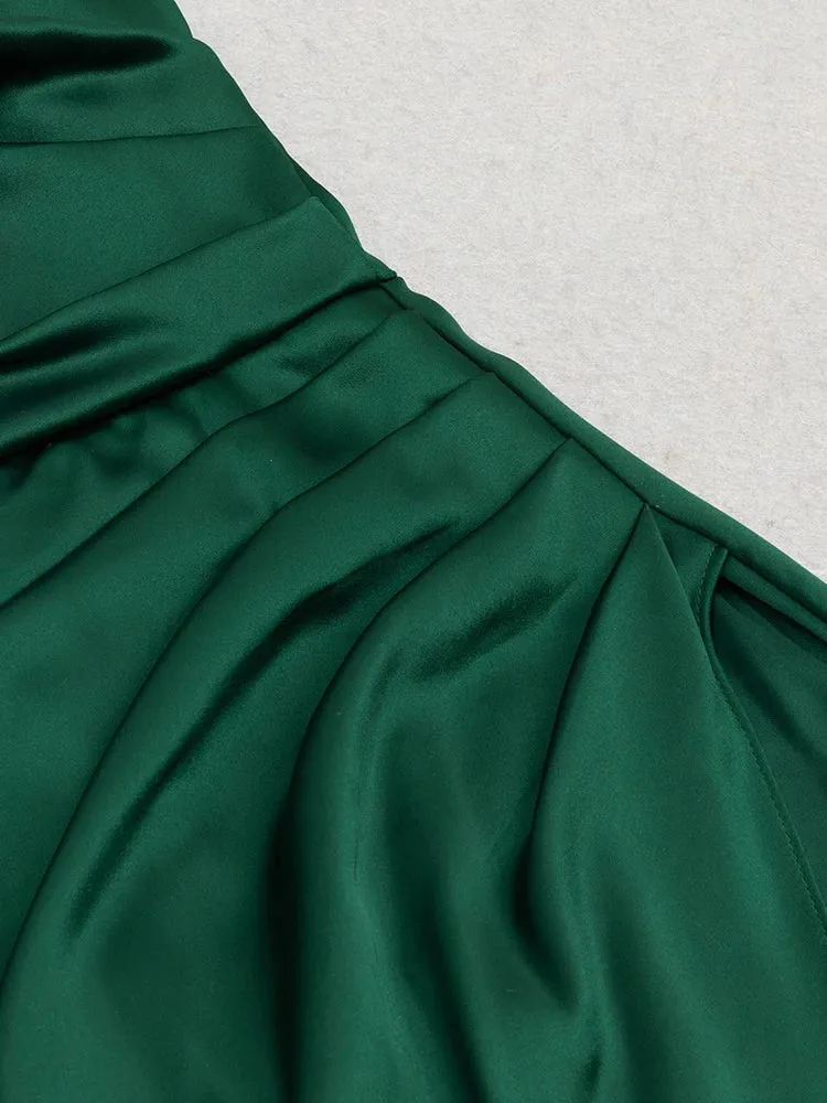 Giovanna Halter Satin High Slit Gown Dress