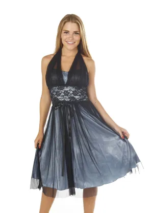 Halter Lace Sheer Cocktail Evening Dress Cocktail Gown Prom