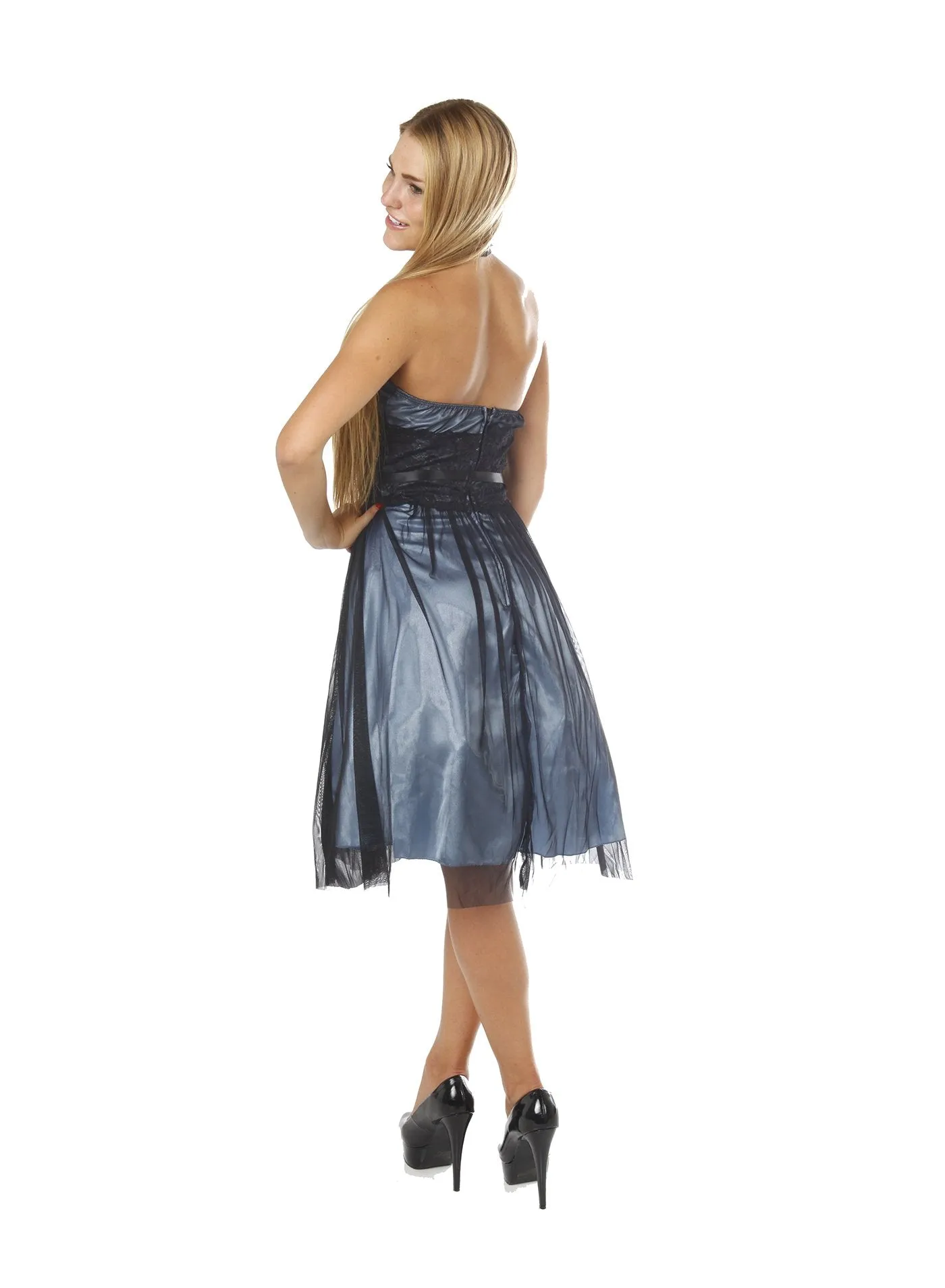 Halter Lace Sheer Cocktail Evening Dress Cocktail Gown Prom