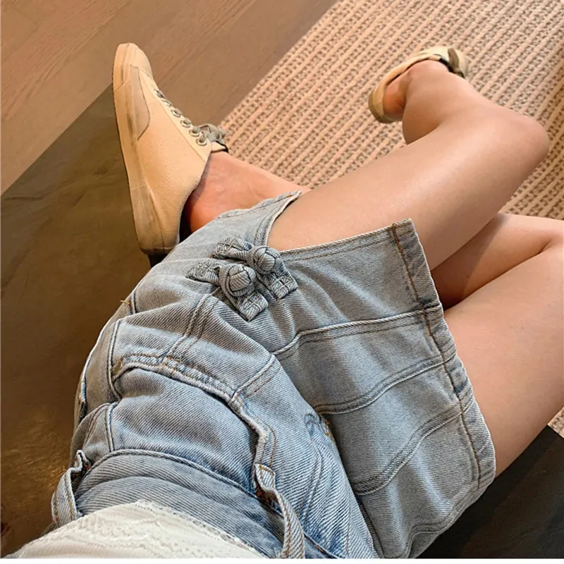 High Waist Split Mini Denim Skirt