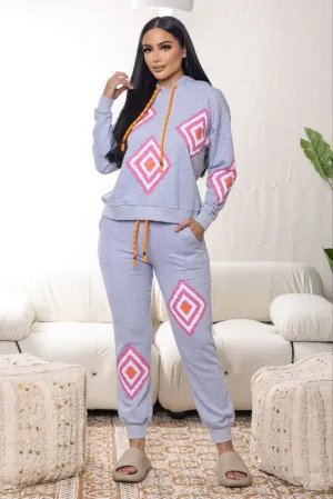 Isabel print hoodie set sweat pants