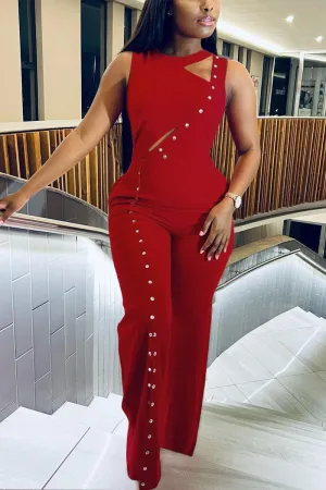 JD393 Sleeveless Wide Leg Jumpsuits