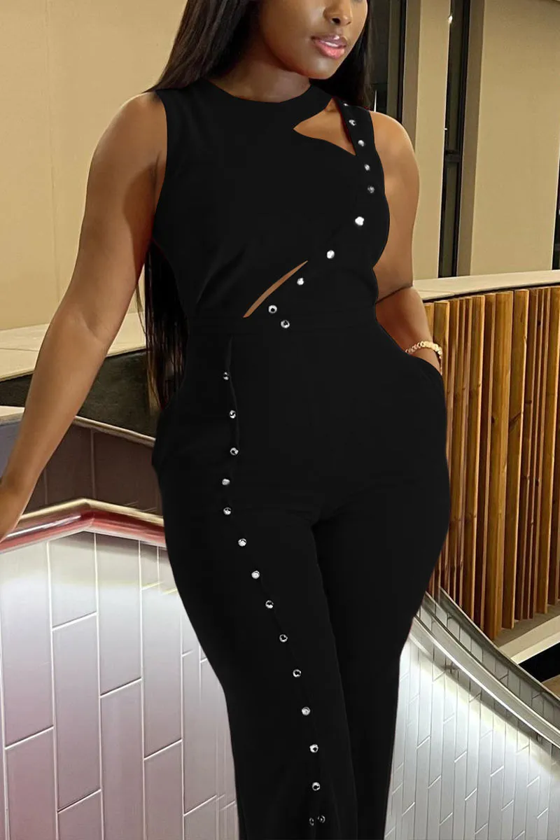 JD393 Sleeveless Wide Leg Jumpsuits