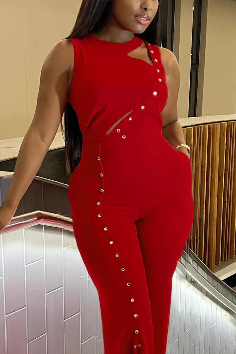 JD393 Sleeveless Wide Leg Jumpsuits