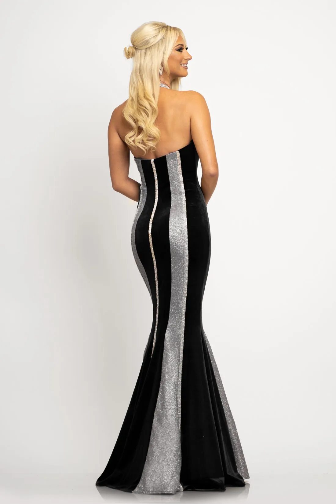 Johnathan Kayne 2268 Glitter high neckline mermaid prom dress pageant gown Size 6