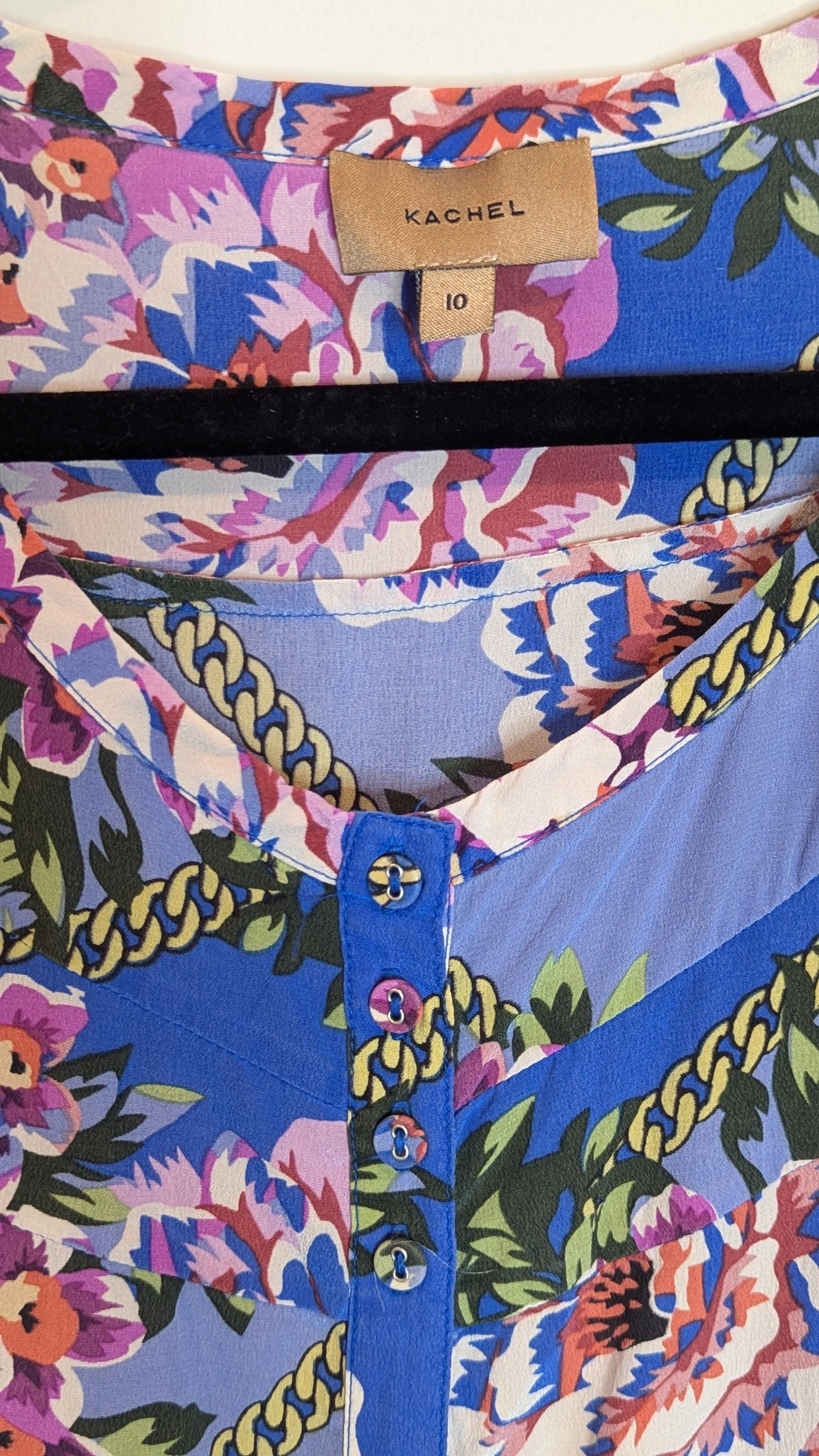 Kachel Blue Multicolour Floral Silk Jumpsuit Playsuit