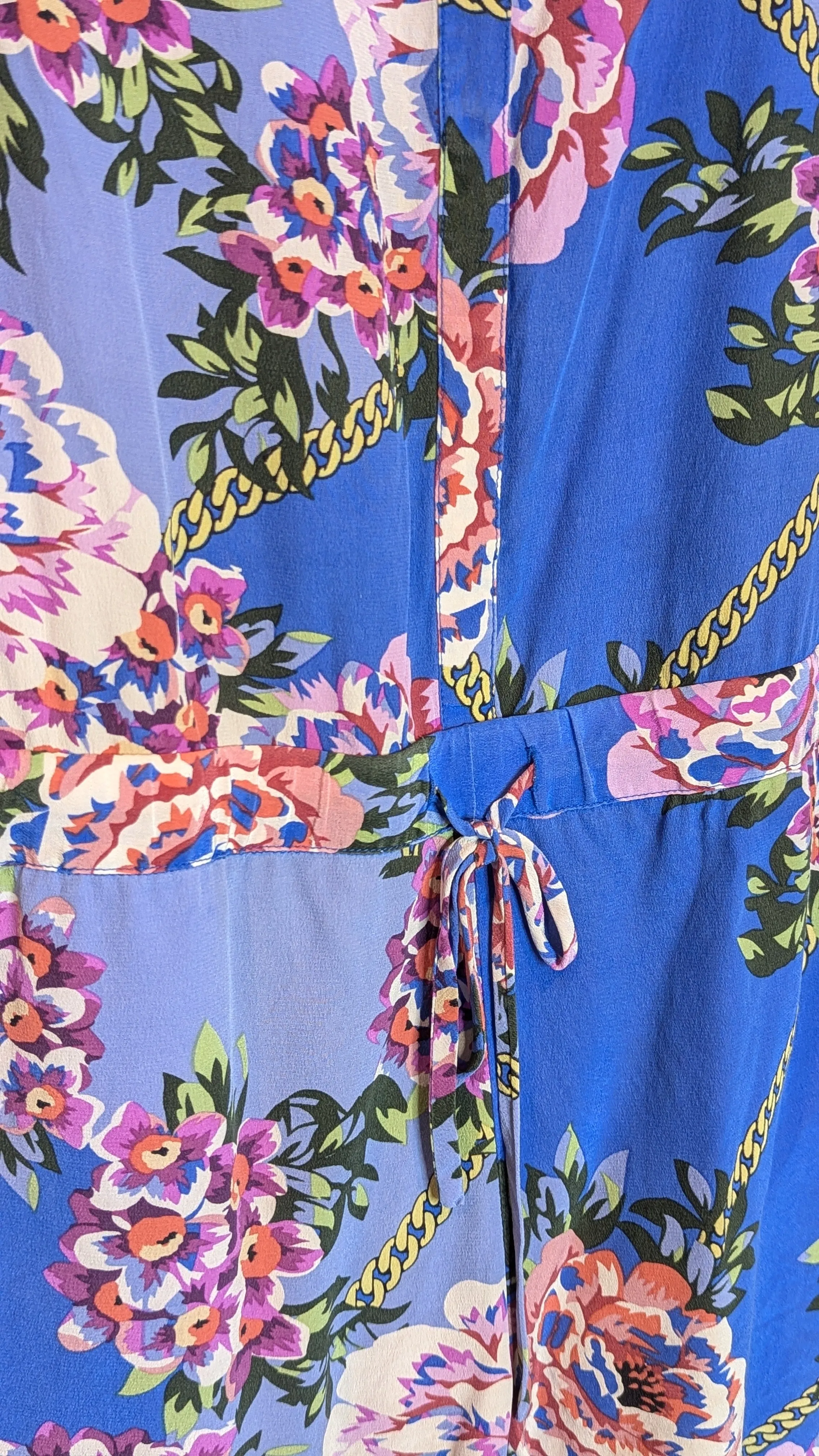 Kachel Blue Multicolour Floral Silk Jumpsuit Playsuit