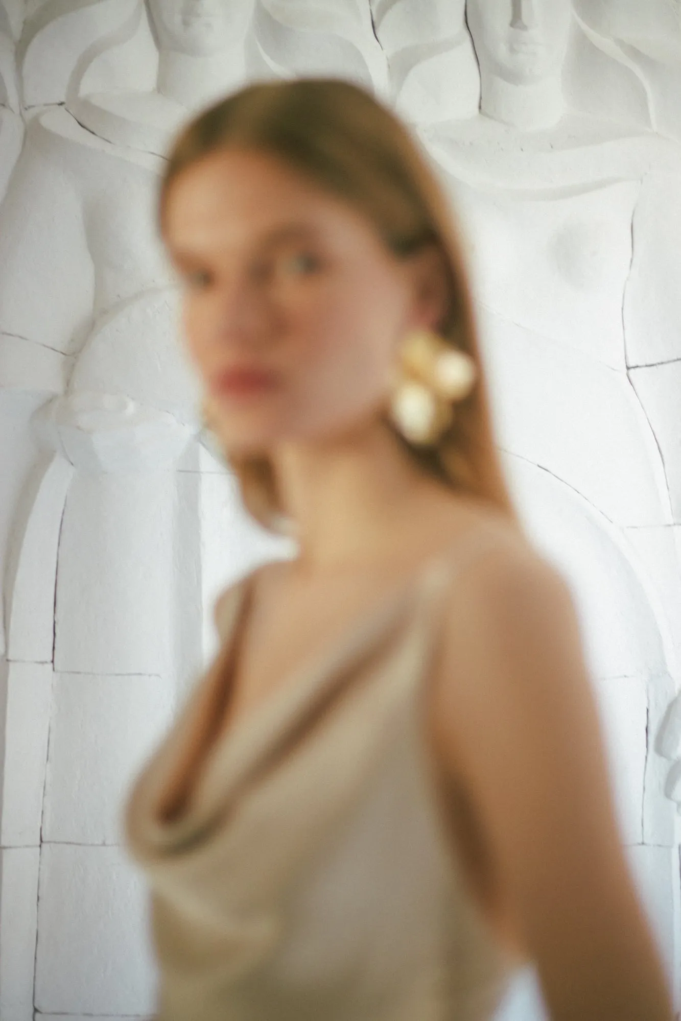 KAMEA champagne satin cocktail dress