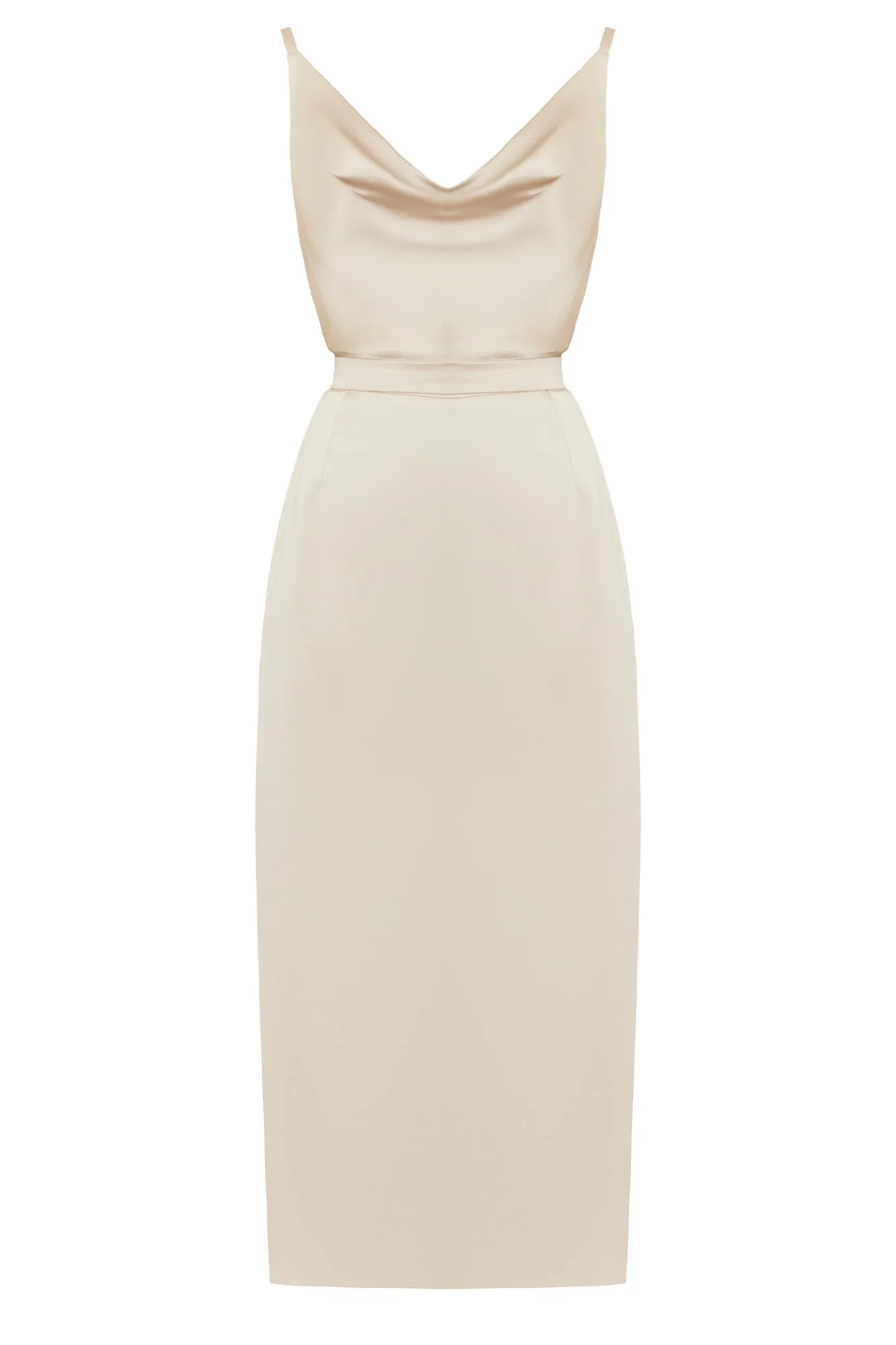 KAMEA champagne satin cocktail dress