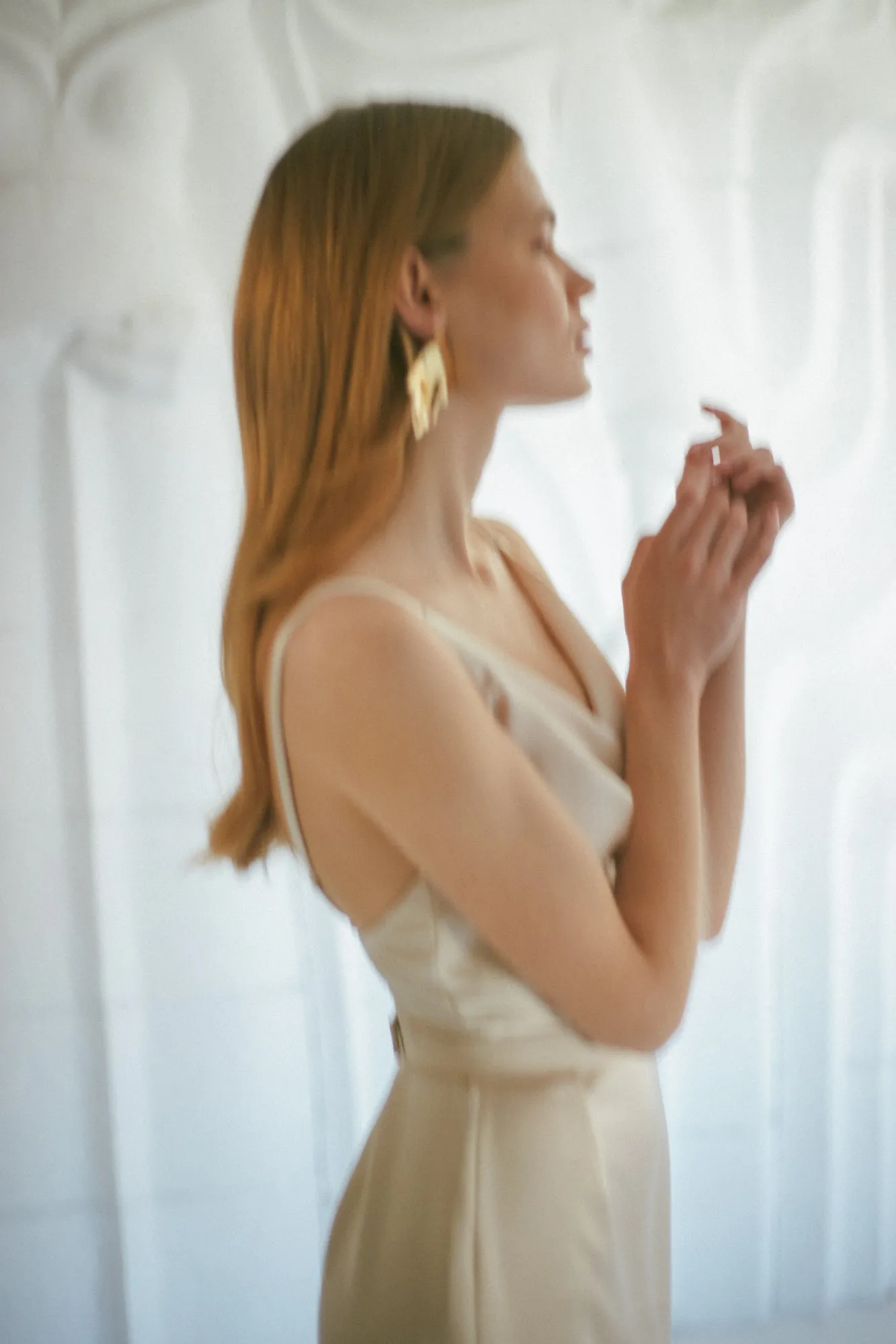 KAMEA champagne satin cocktail dress