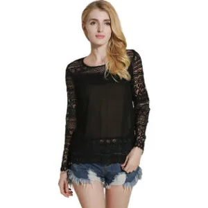 Ketty More Women Lace Decorated Long Sleeves And Hem Blouse-KMWSB983