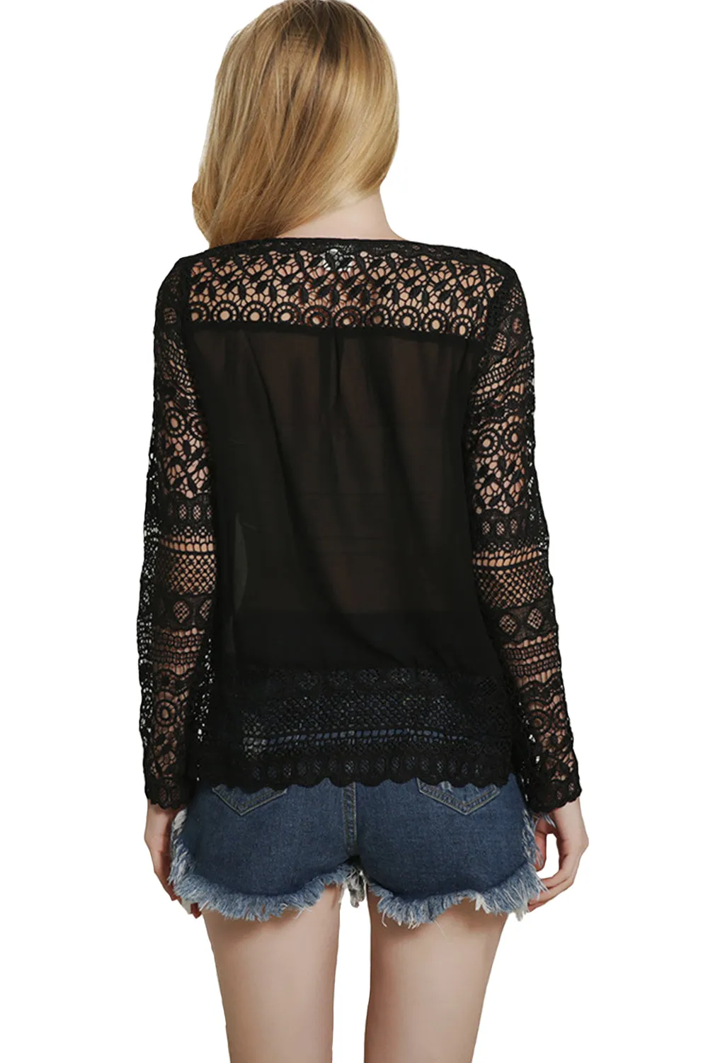 Ketty More Women Lace Decorated Long Sleeves And Hem Blouse-KMWSB983
