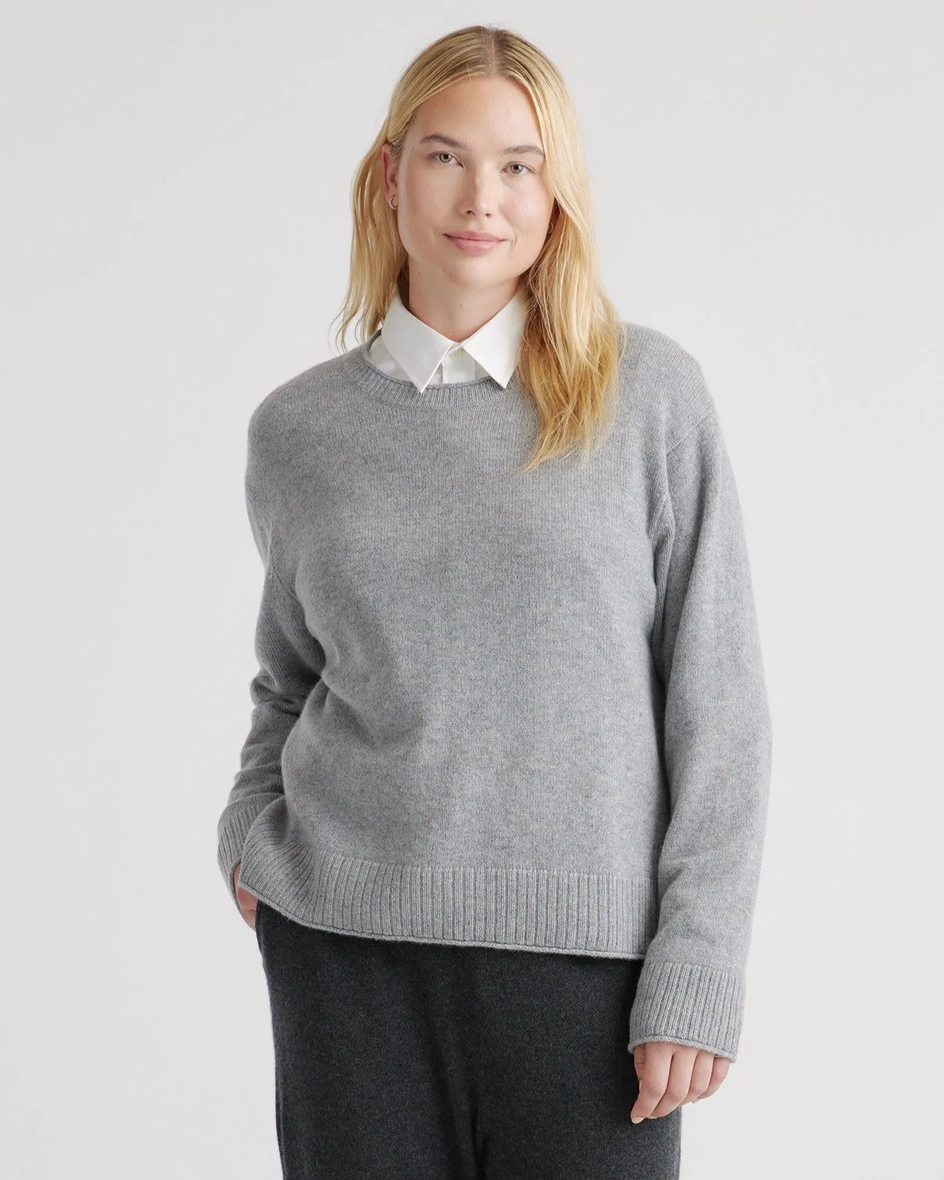Lightweight Mongolian Cashmere Boxy Crewneck Sweater