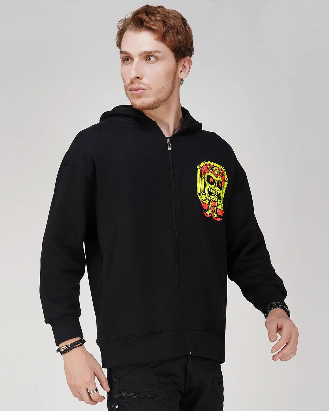 Macabra Queen | Oversized Zip-Up Hoodie | UV Light Reactive & Glow In Dark