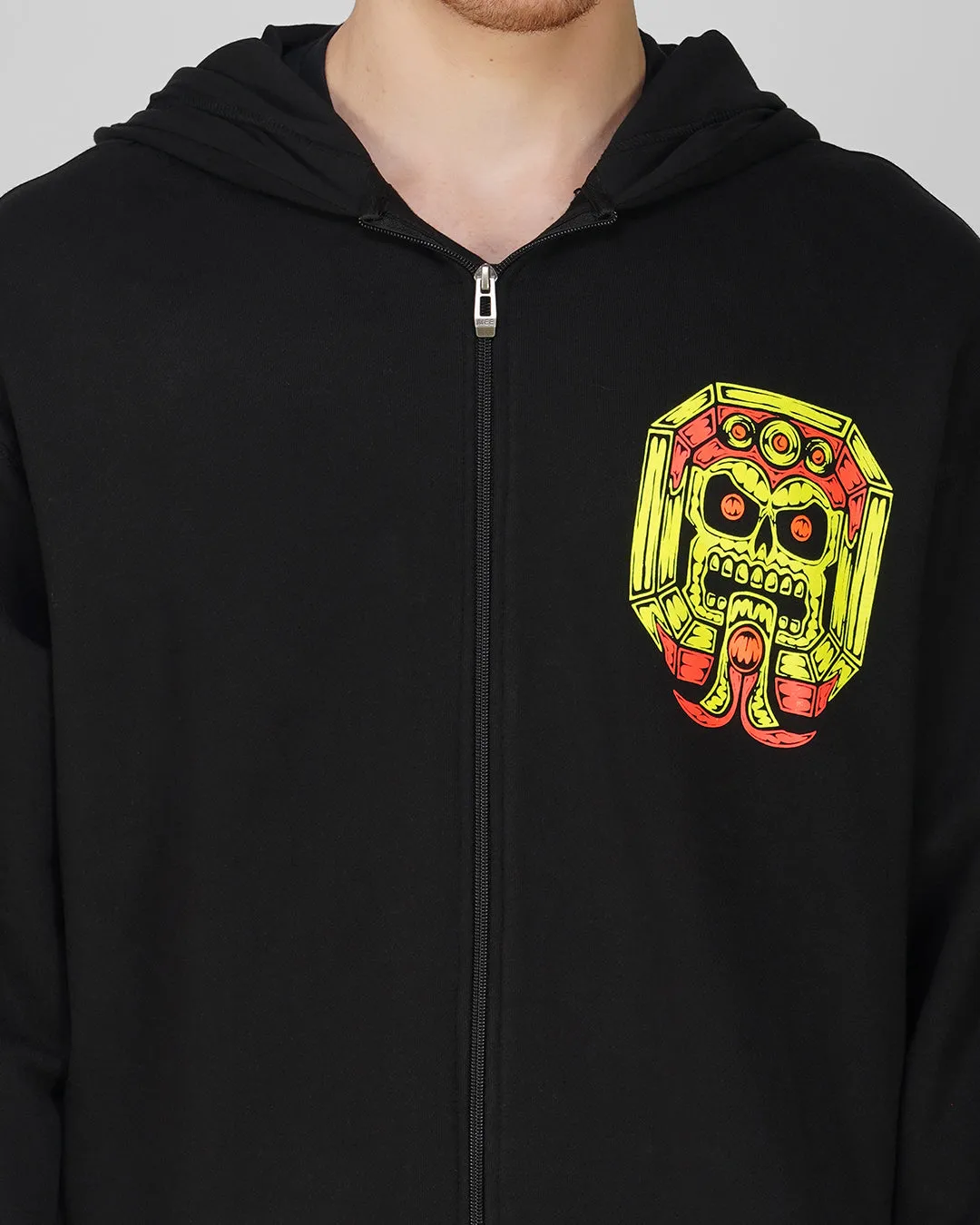 Macabra Queen | Oversized Zip-Up Hoodie | UV Light Reactive & Glow In Dark