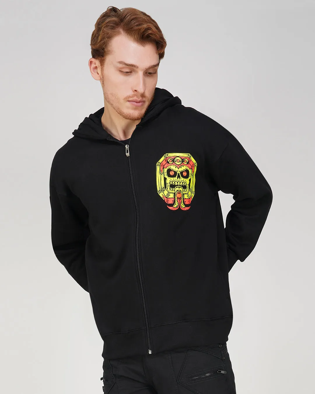 Macabra Queen | Oversized Zip-Up Hoodie | UV Light Reactive & Glow In Dark