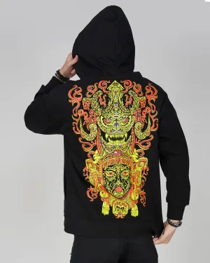 Macabra Queen | Oversized Zip-Up Hoodie | UV Light Reactive & Glow In Dark