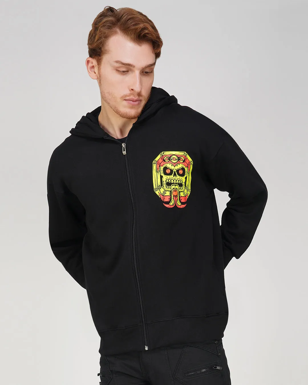 Macabra Queen | Oversized Zip-Up Hoodie | UV Light Reactive & Glow In Dark