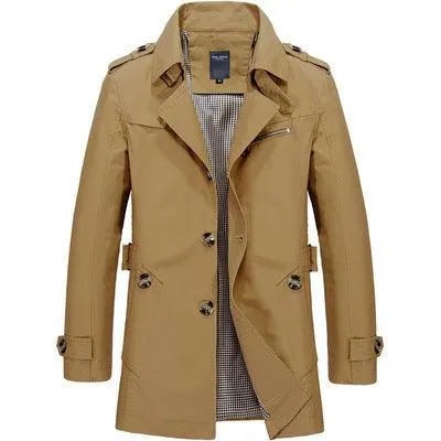 Men's casual jacket mid-length trench coat