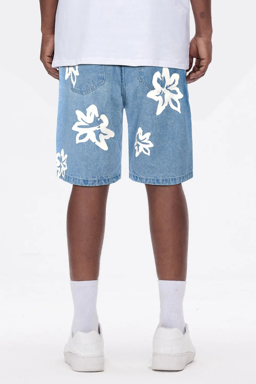 Men's Stretch Denim Short - Blue & Printed