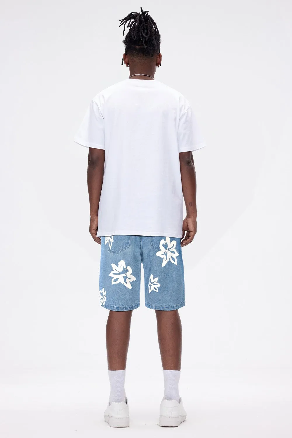 Men's Stretch Denim Short - Blue & Printed
