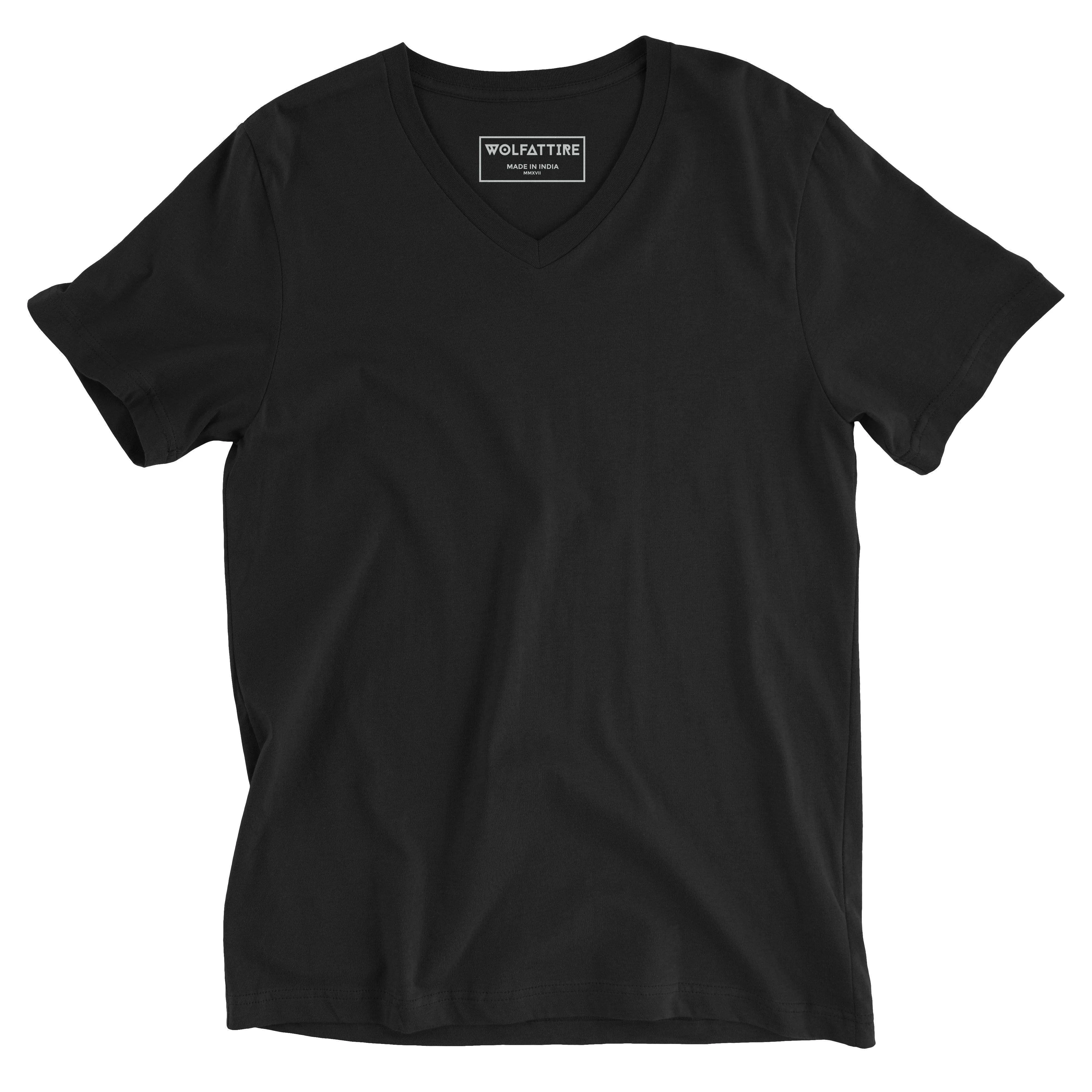 Men's V-neck plain T-shirt Black (Regular Fit)
