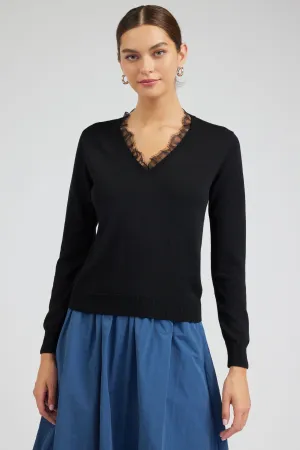 NYLAND Aspen V-Neck Lace Detail Sweater