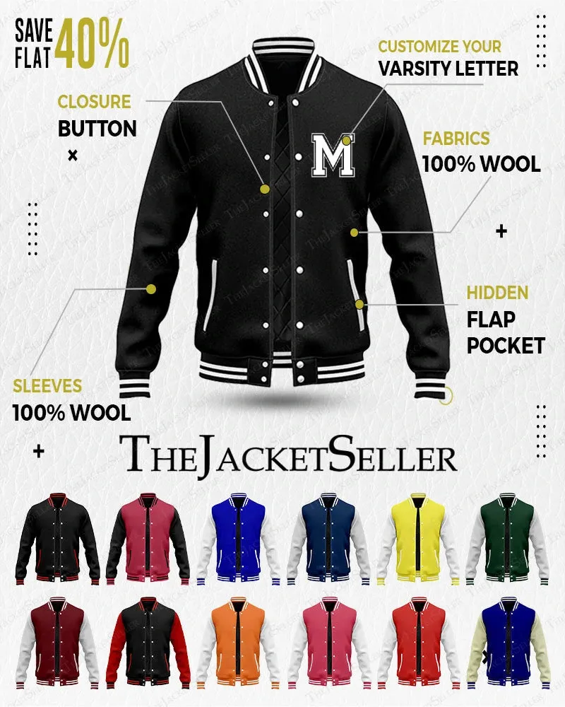 Original Wool Custom Varsity Letterman Bomber Jacket | Wool Jacket